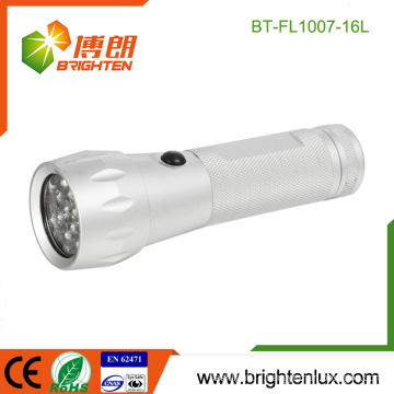 Factory Custom Made Housing 3*AAA battery Used Silver Color Bright Aluminum Metal 16 led Best Cheap Flashlight